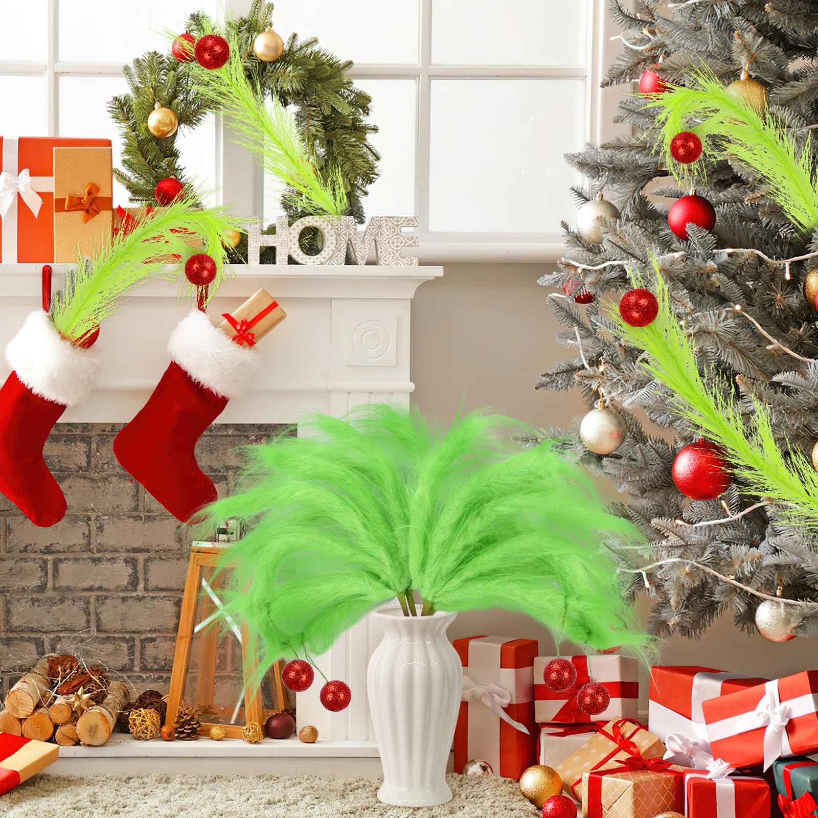 8 Pcs Christmas Tree Topper, 17 Inch Lime Green Christmas Tree Ornament, Gree…