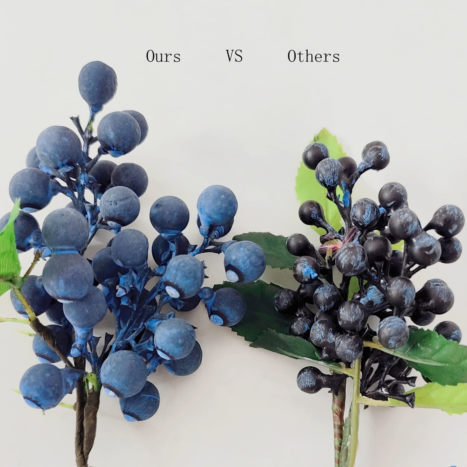 4 PCS Artificial Blueberries Lifelike Faux Fruit Berries Home Table Decor Blue