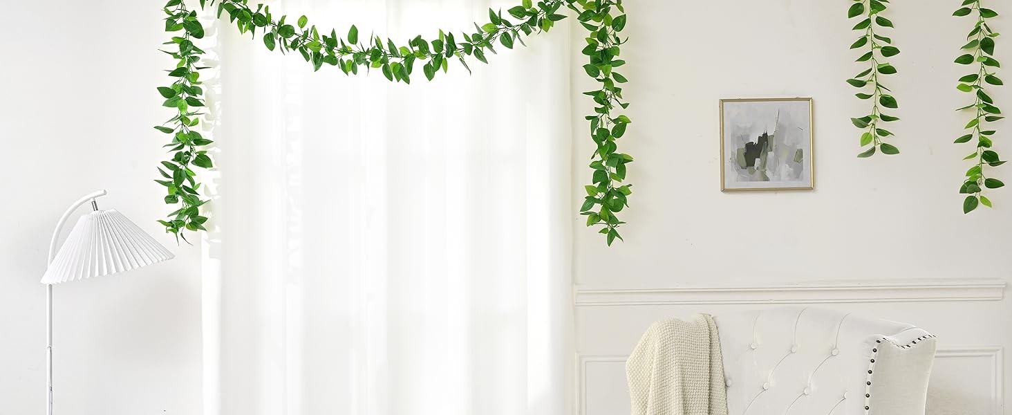 2Pcs Fake Vines Artificial Ivy Garland with Faux Pothos Leaves | Fake Plants