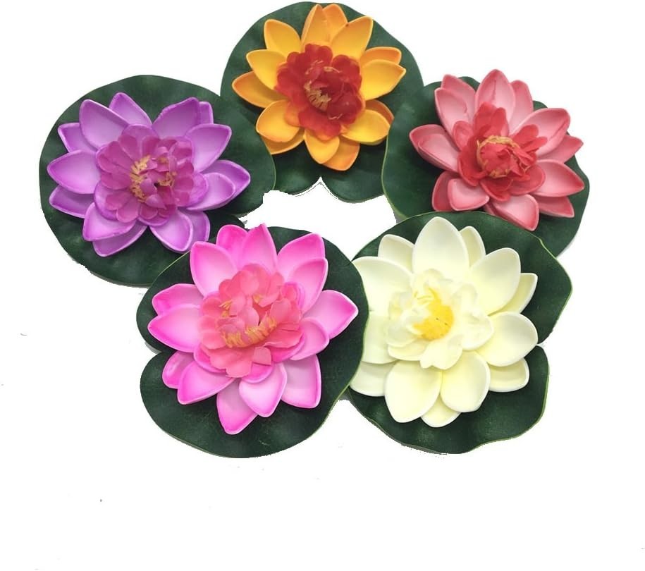 Floating Water Lily Decoration – 5 Artificial Lotus Flowers for Elegant Spaces