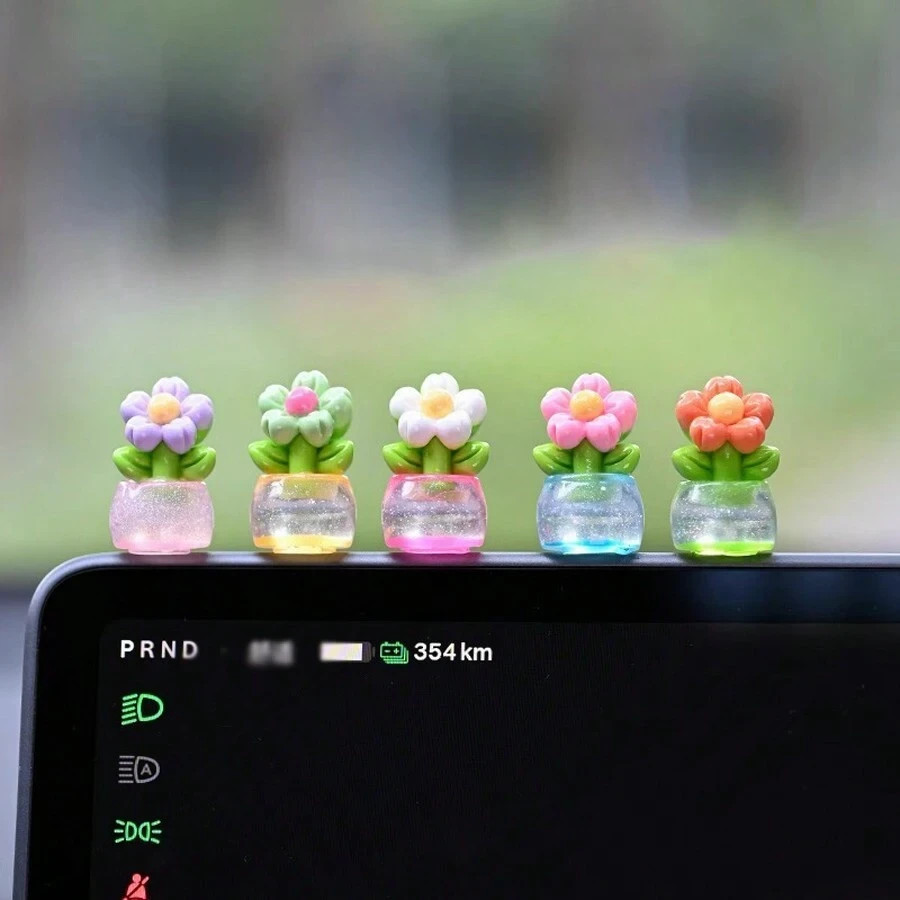 Mini Flower Car Accessories 5Pcs Destop Vase Rear View Mirror Dashboard Decor US