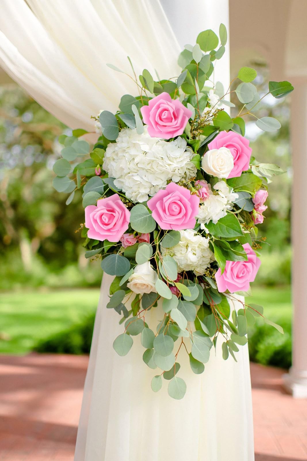 100 PCS Pink Artificial Foam Rose Bulk Fake Flower Heads Wedding Bouquets Decor