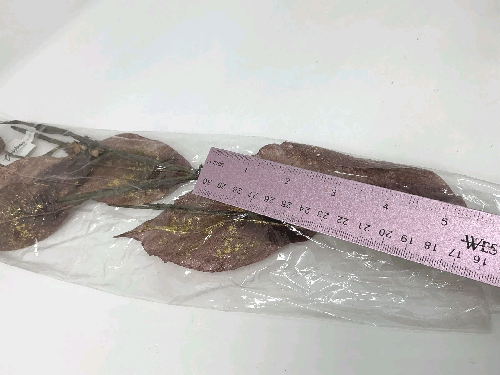 Magnolia Leaf Spray 26” Long Purple w Gold 2 Picks Christmas Decor Artificial