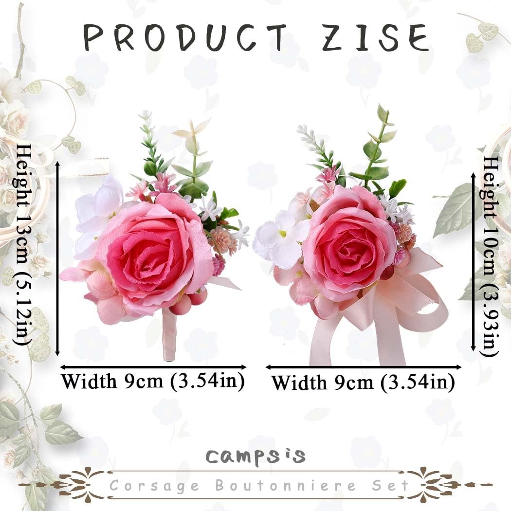 Artificial Rose Flower Corsage Boutonniere Wedding Groom Groomsmen Decor