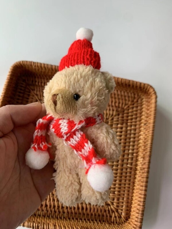 Christmas Bear Stuffed Animal Plush Doll Toy DIY Keychain Bouquet Materials Cake
