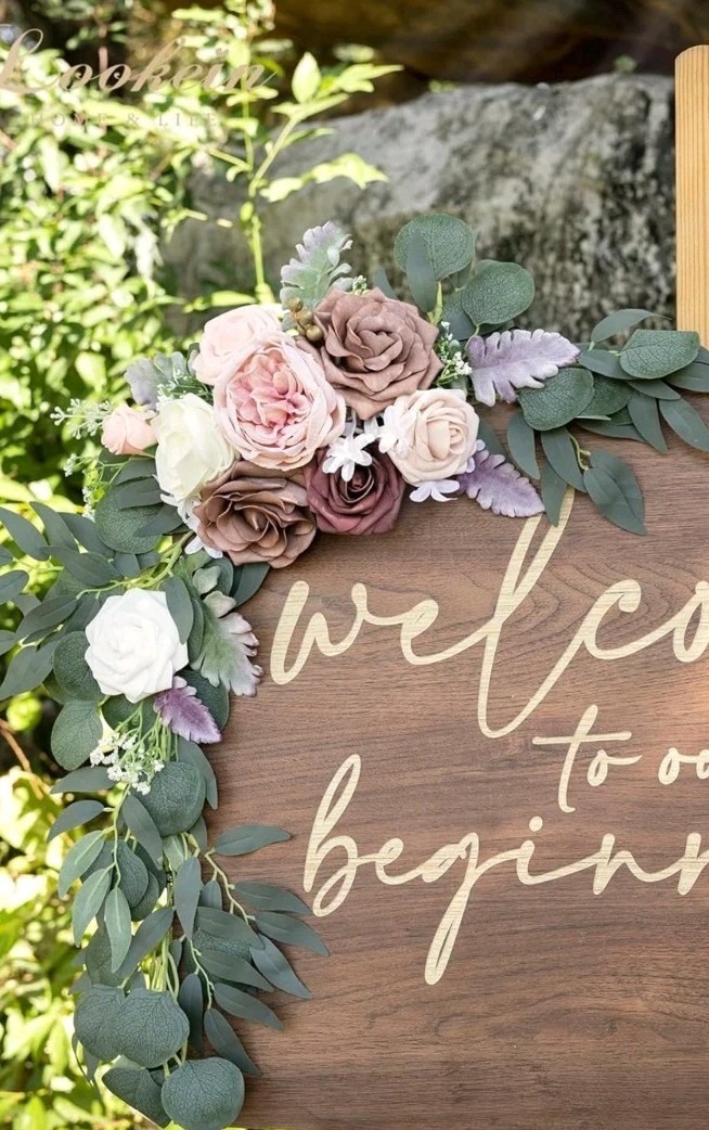 Lookein Artificial Flower Swag for Wedding Welcome Sign Floral Decoration