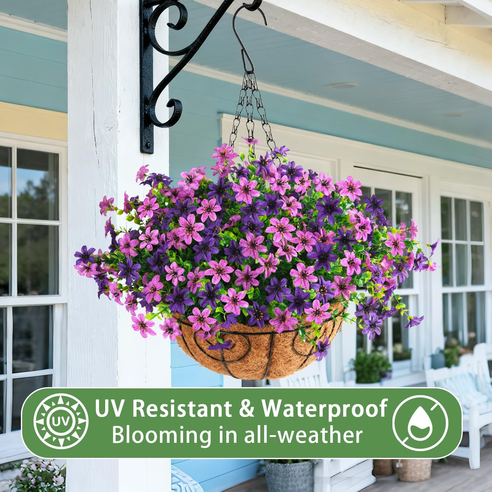 Artificial Flowers Fake Hanging Baskets for Outdoor Spring Summer Decoration,…