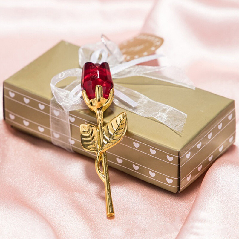 Valentine’s Day Gift Crystal Glass Rose Artificial Flower Birthday Party Wedding
