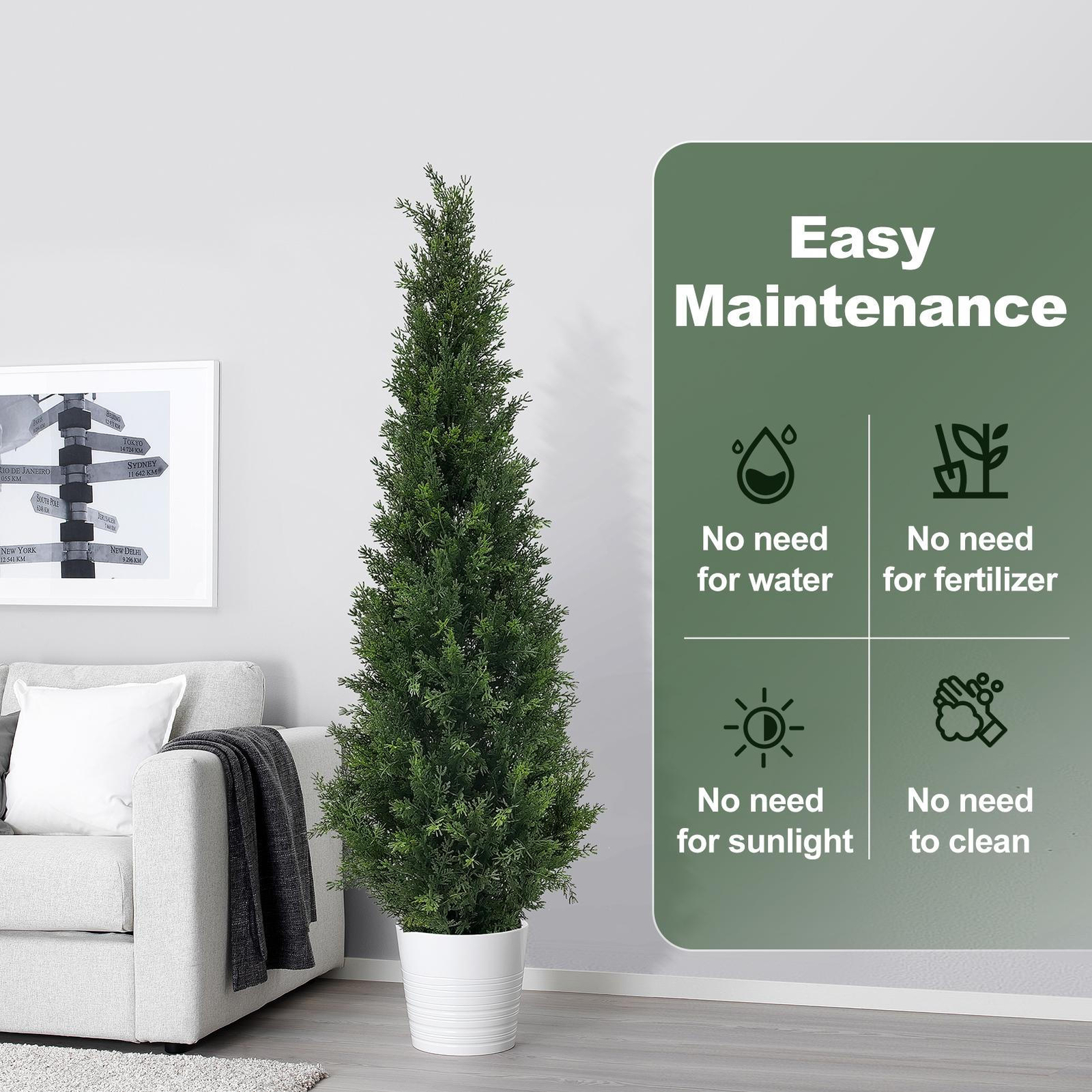 2pcs 3/4/5Ft Cedar Pine Artificial Topiary Tree Christmas Home Decor UV New–