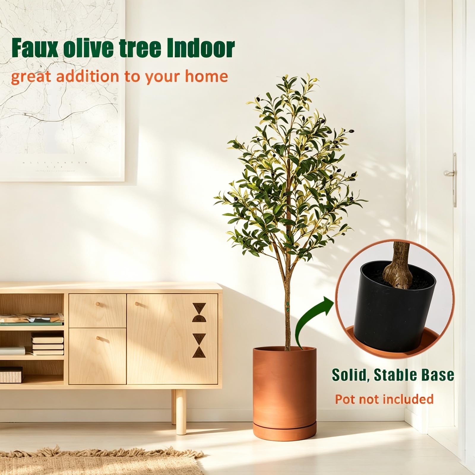 6ft Artificial Olive Trees Indoor, Faux Olive Tree 6 Feet Fake Plants with Re…