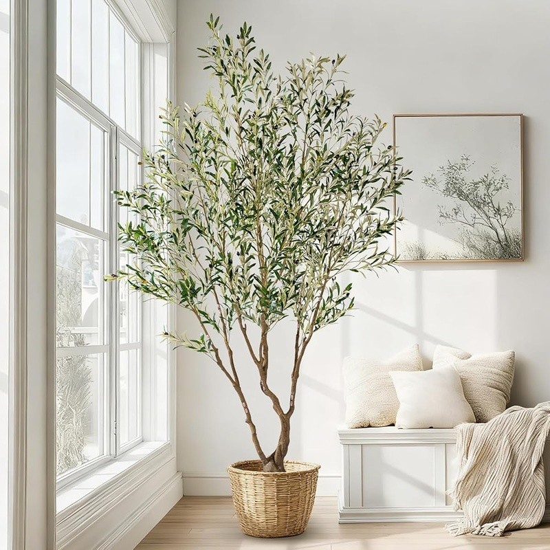 Realistic Faux Olive Tree Indoor W/ Weighted Pot Long Lasting Durable Decoration