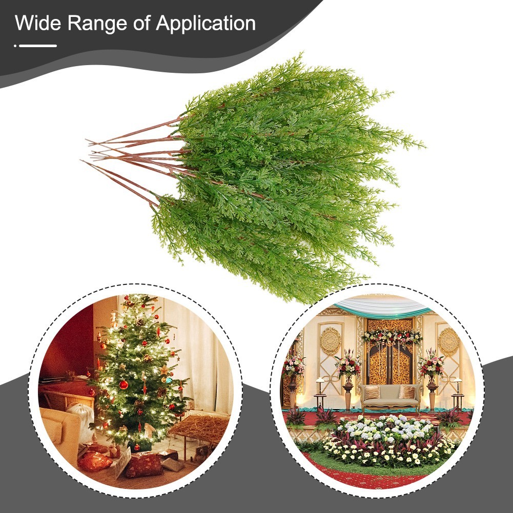 Artificial Pine Cypress Leaves Branch Simulation Green Plant Home Office Decor