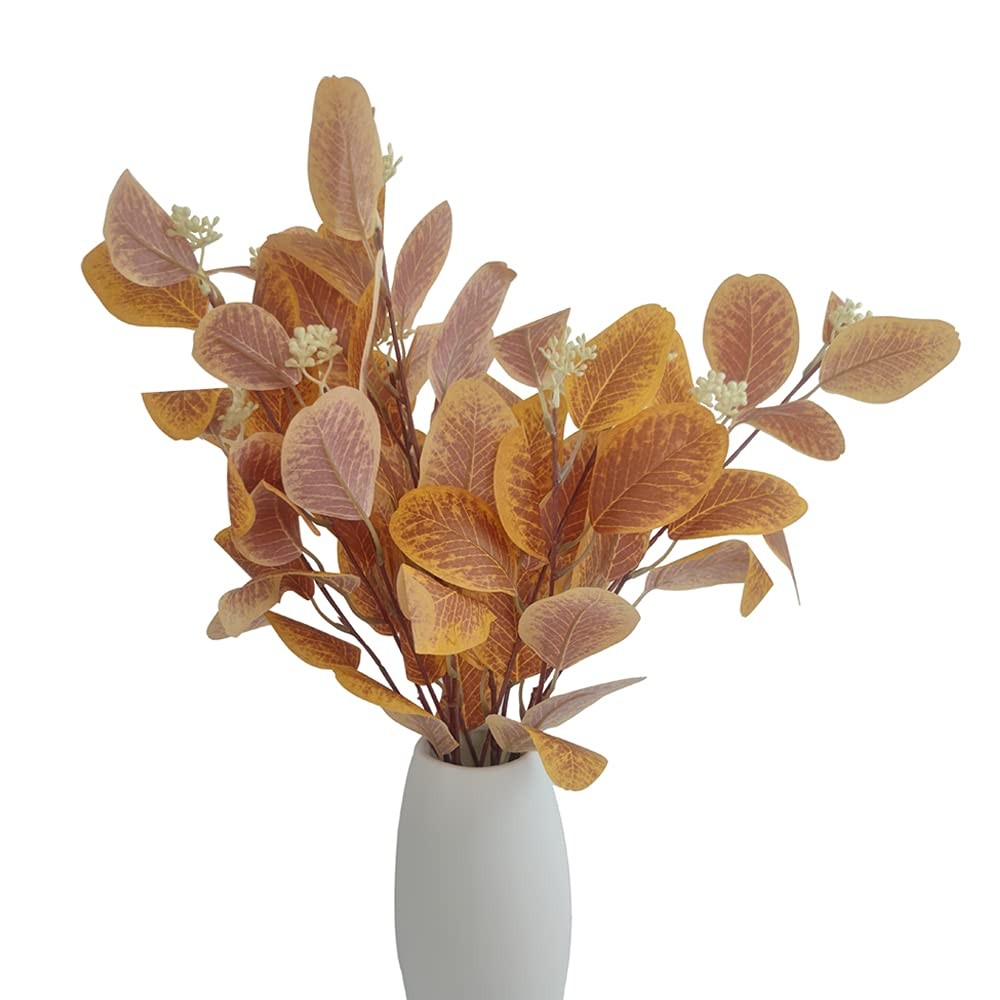 4Pcs Artificial Eucalyptus Leaves Stems Faux Eucalyptus Plant Branches for Va…