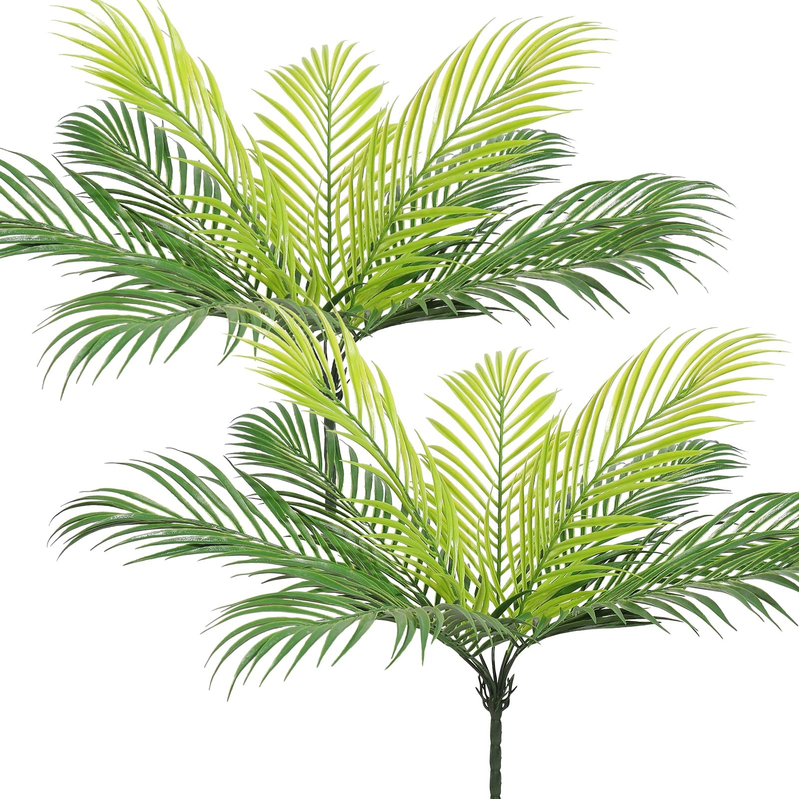 2 PCS Artificial Tropical Palm Leaves Plastic Shrubs Fern Leaves Fake Palm Plant