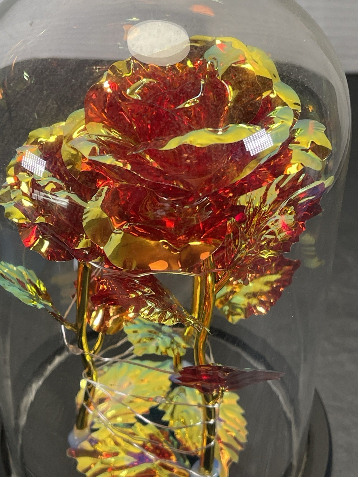 Enchanted Forever Rose Flower In Dome Glass LED Rose Of Love Pre Owned