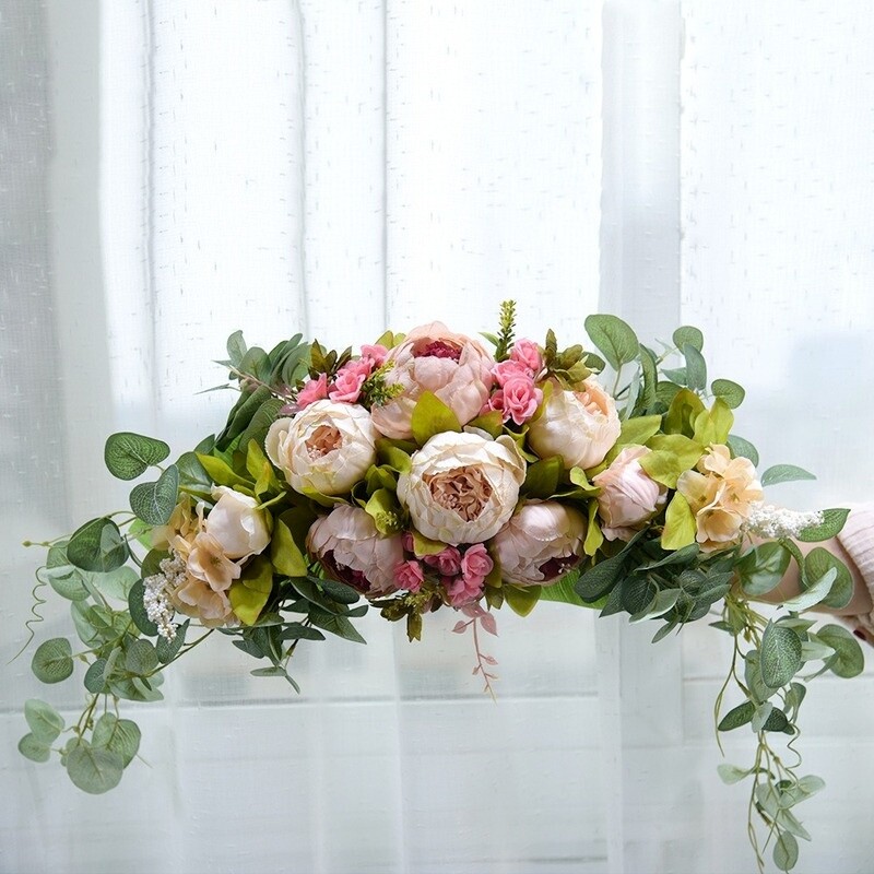 Artificial Flower Row Wreath Arch Backdrop Garland DIY Wedding Home Decor 60CM