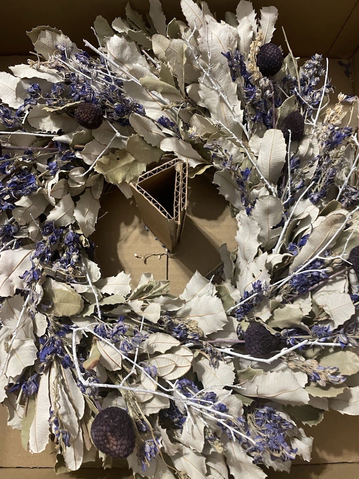 New Rustic Dried Floral Wreath for Wall Or Front Door Display