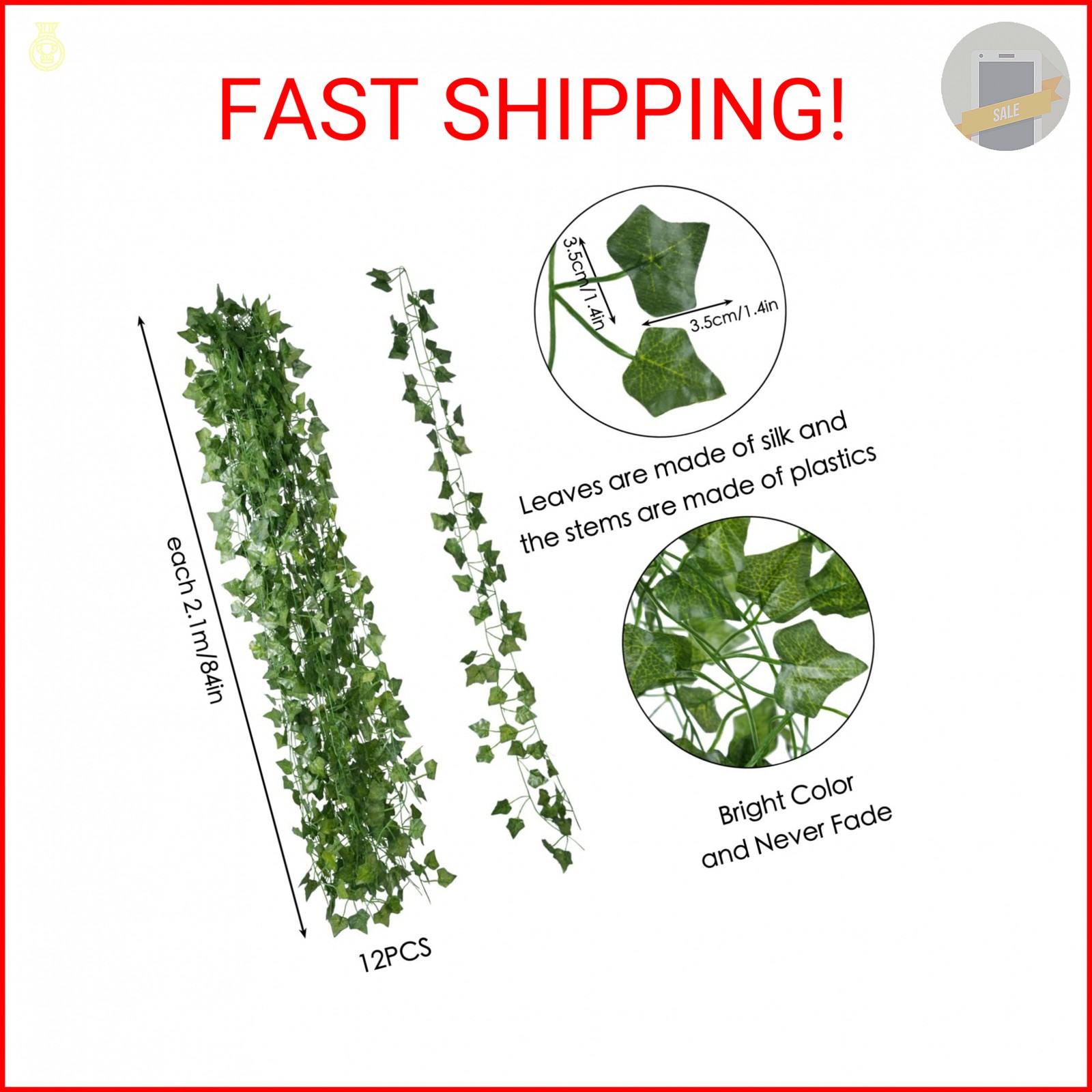 Freyalife Fake Vines for Room Decor(12 Pack 84 Feet) Aesthetic Artificial Plant