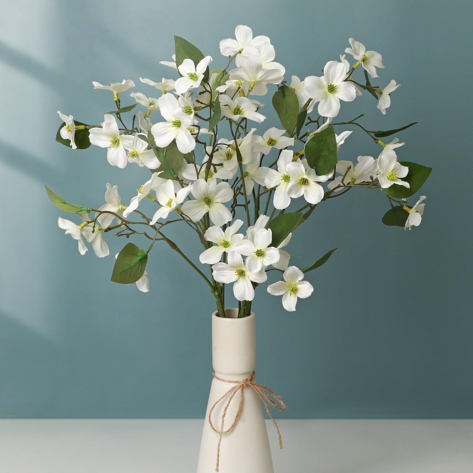 4 Pcs Dogwood Flowers Floral Arrangements Artificial Silk Bouquet White for H…