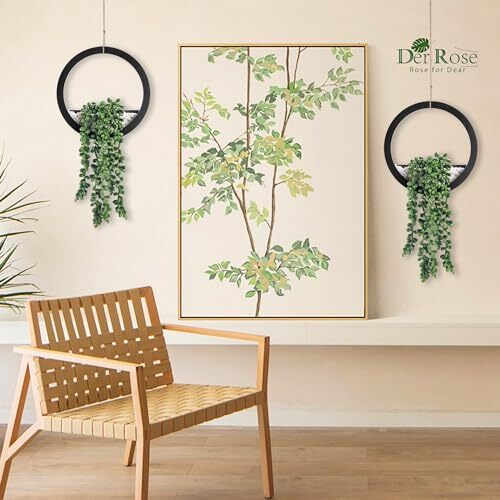 2 Pack Fake Plants Hanging Artificial Succulents Plants in Pots for Black