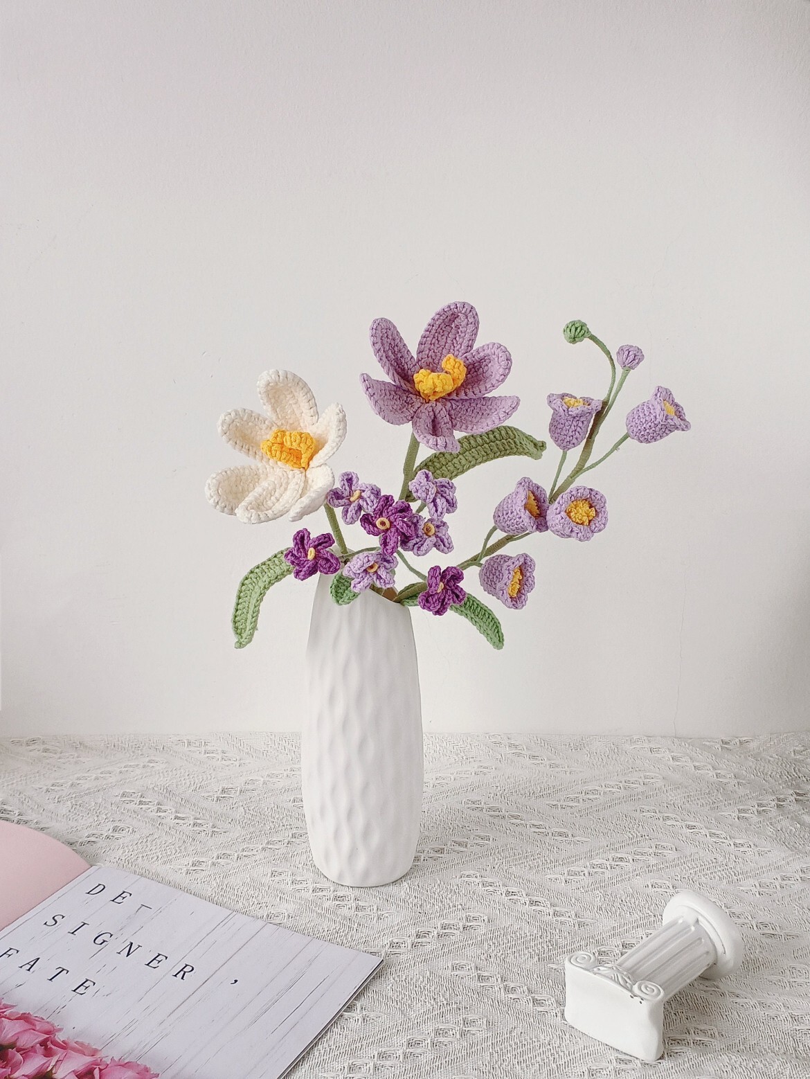 Homemade Crochet Flowers, Blue, Pink, Purple, Orange