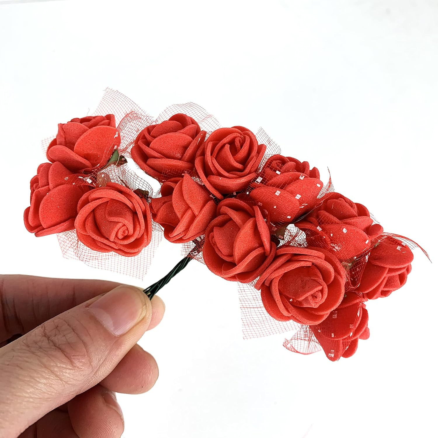 144PC Red Mini Fake Rose Flower Heads 20Mm Artificial Roses DIY Artificial Flowe