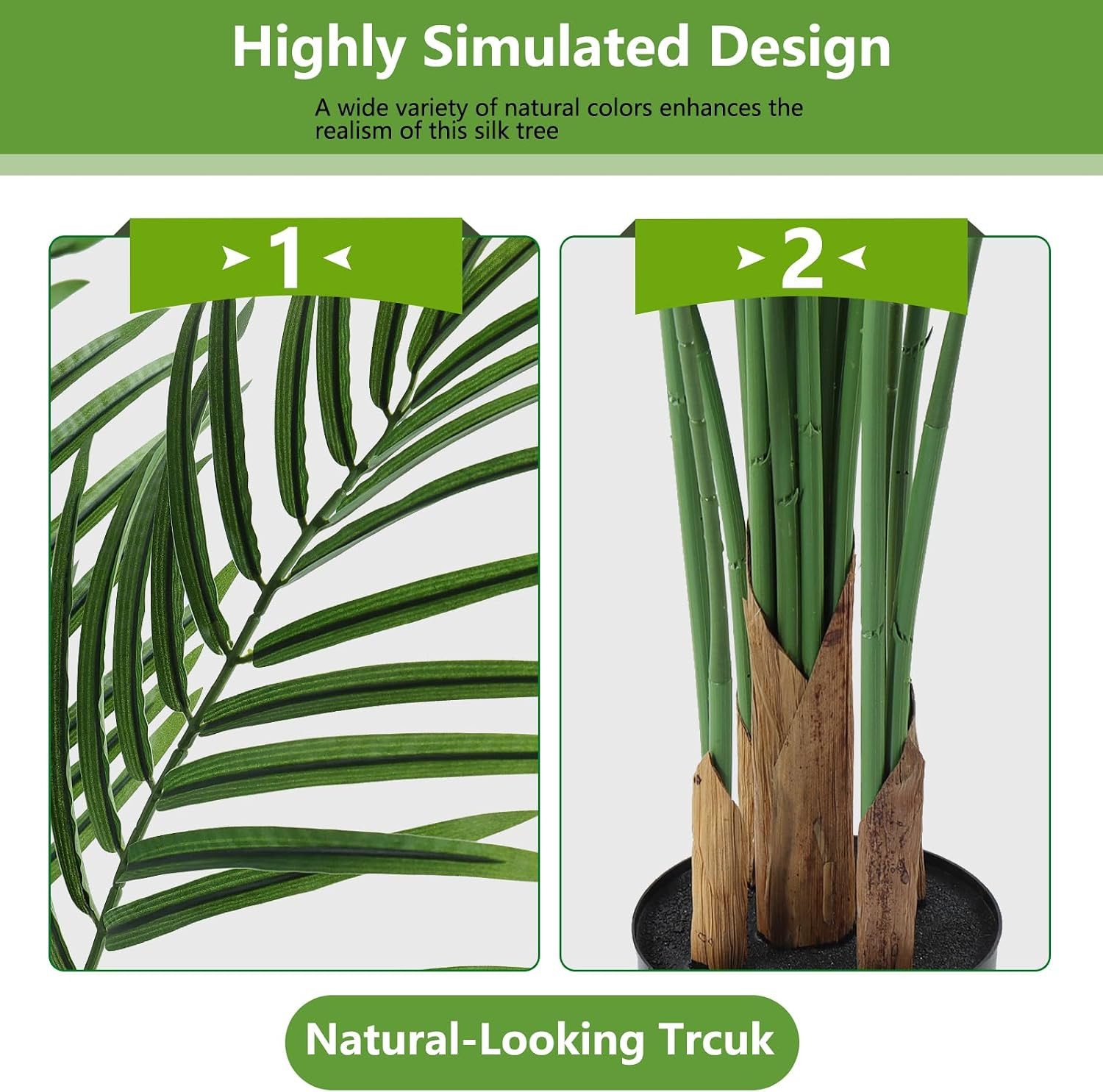 4Ft Artificial Palm Tree Indoor, Large Fake Tropical Areca Palm with 13 Trunks,