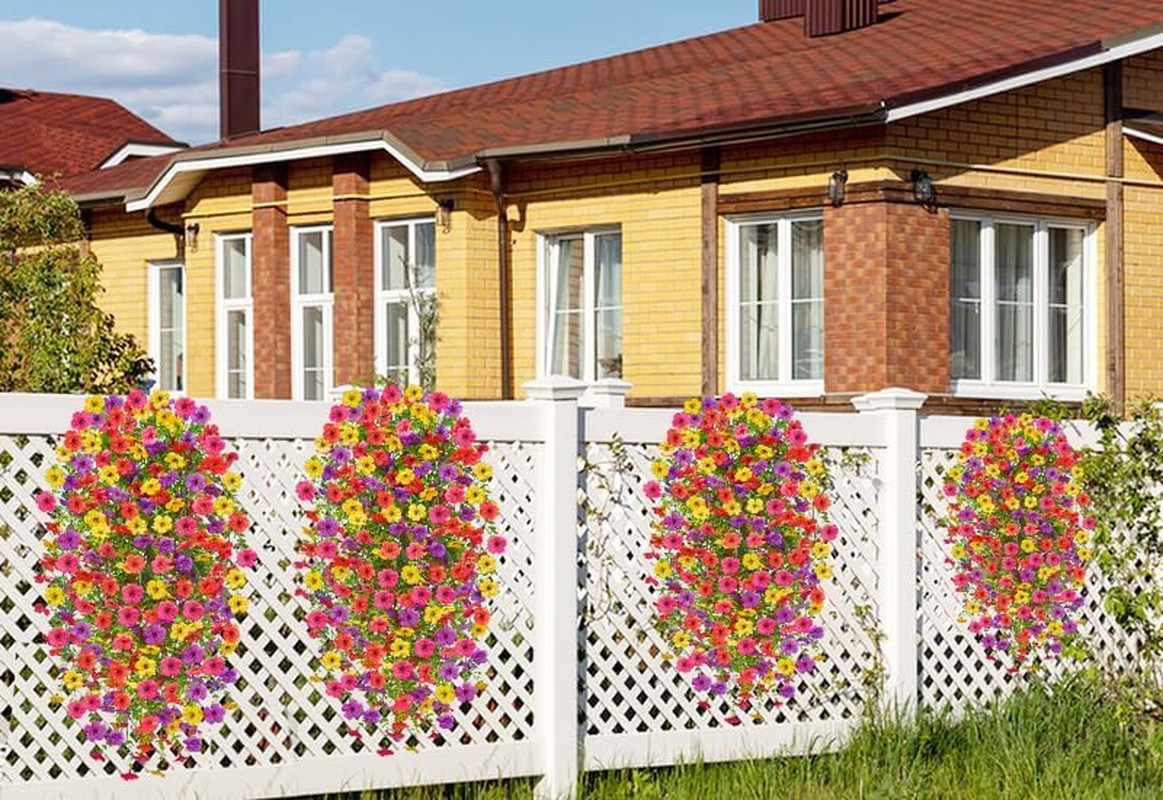 Artificial Hanging Flowers for Outdoors, 4PCS UV Resistant Artificial Outdoor Fl