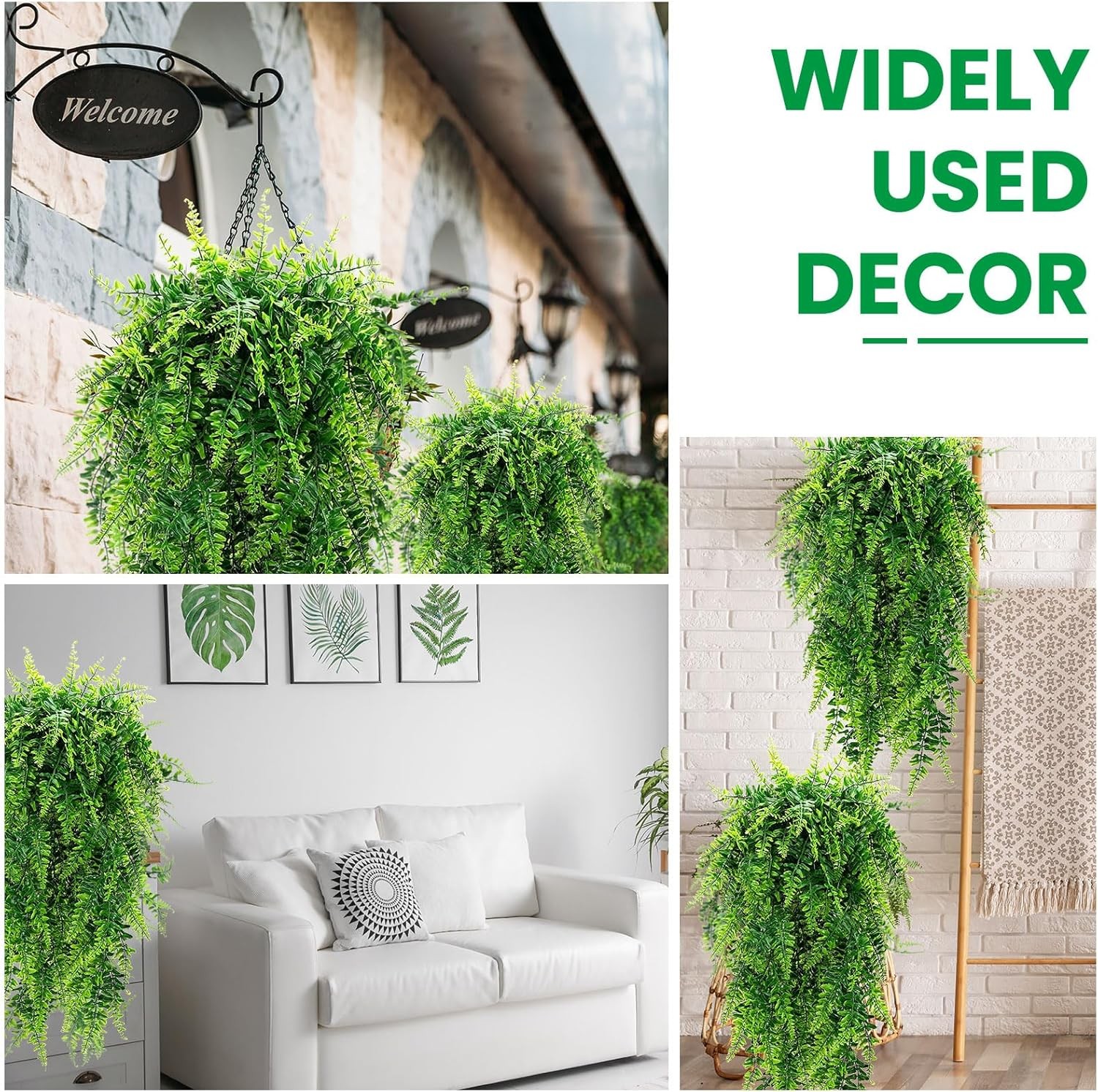 20Pcs Artificial Boston Fern Plant Fake Hanging Trailing Foliage Vine Home Decor