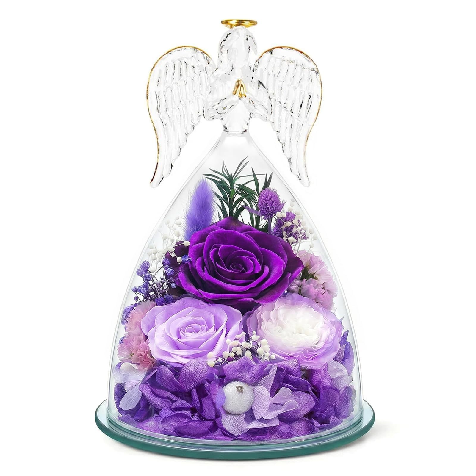 Gifts for Mom, Flowers for Mother’s Day, Preserved Rose in Glass Dome with Li…