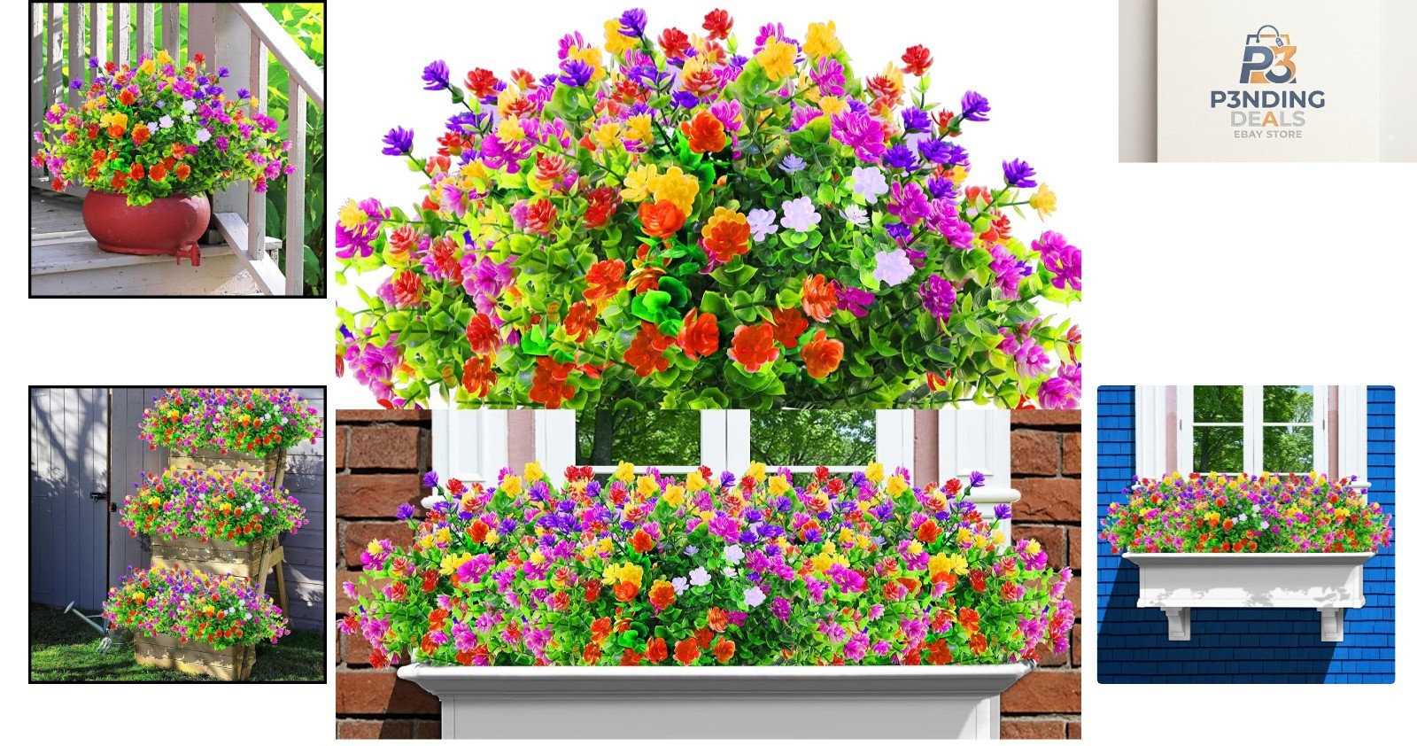 Realistic Faux Flower Bundle: 12 UV Resistant Plants for Indoor & Outdoor Use