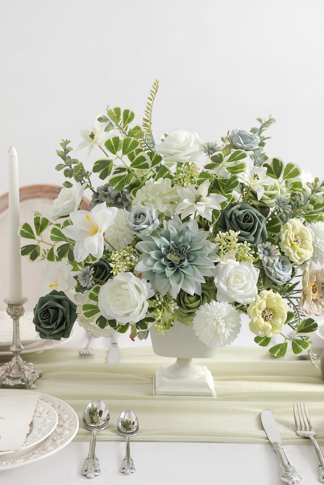 Artificial Flowers Combo Forest Green Silk Fake Flower for DIY Wedding Bridal…
