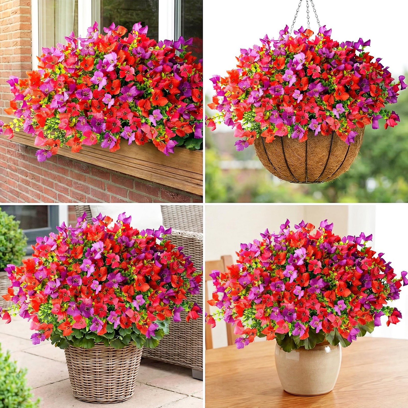 12Pcs Artificial Outdoor Flowers for Outdoors, Faux Silk Realistic Plants Shr…