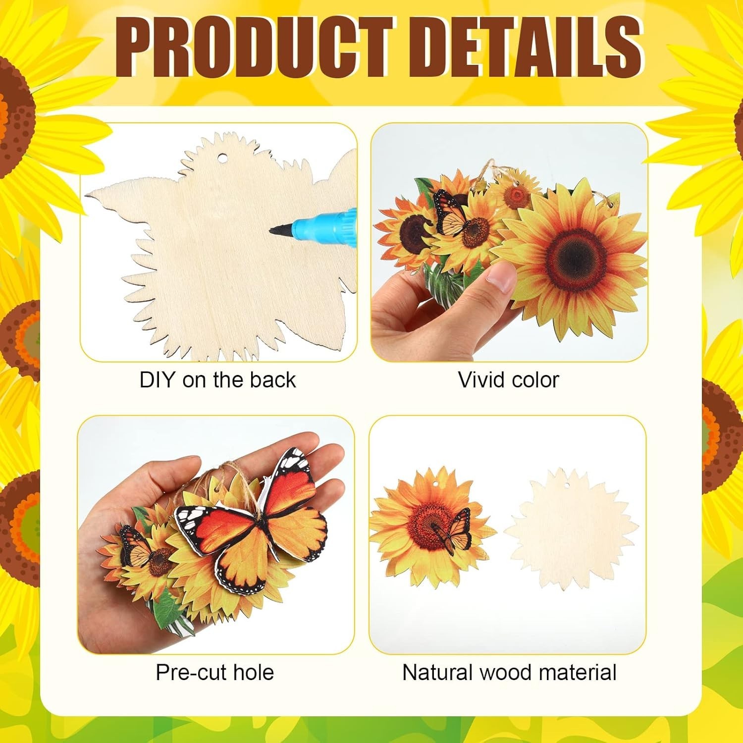 Delightful Sunflower and Butterfly Ornaments – 36 Pcs for Cheerful Celebrations