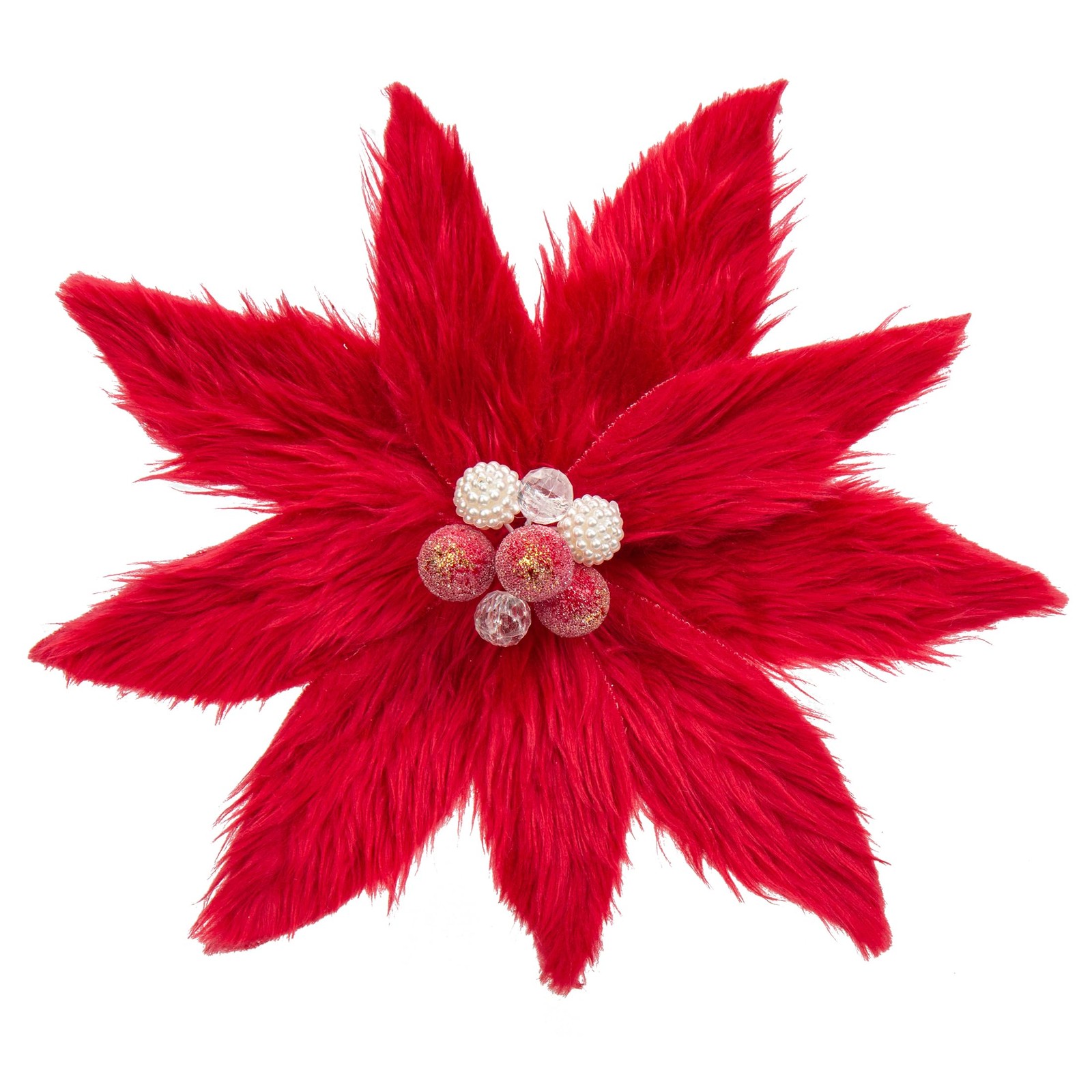 4PCS Poinsettias Artificial Christmas Flower Picks 11.8 Inch Large Plush Fake…