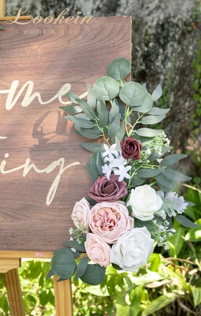 Lookein Artificial Flower Swag for Wedding Welcome Sign Floral Decoration