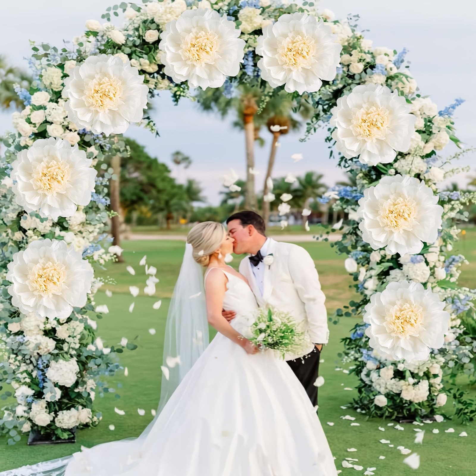 6 PCS White Paper Flowers Wall Giant Tissue 12 Inch Artificial Wedding Decor