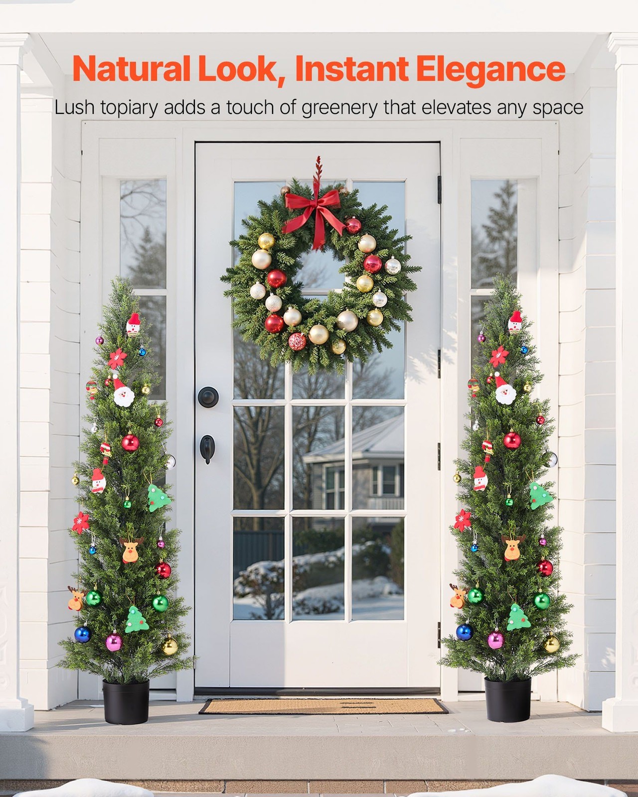 60in 2 Pc Fake Topiary Shrubs Ideal Height For Doorscape Decor