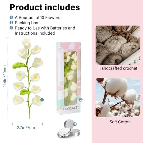 Lily of The Valley Lamp Crochet Flowers Bouquet Cute Night Light for 1pc