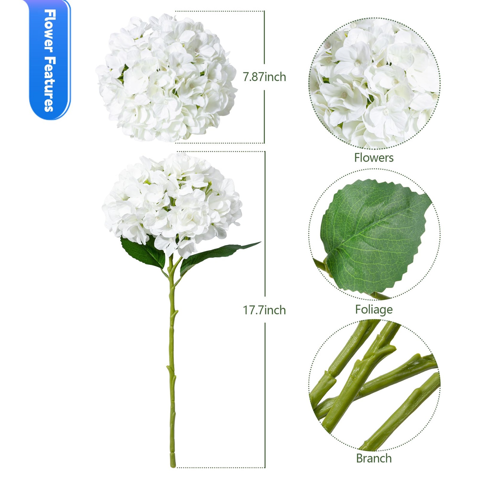6 PCS Hydrangea Artificial Flowers, Fake Flowers, Suitable for Wedding Decora…