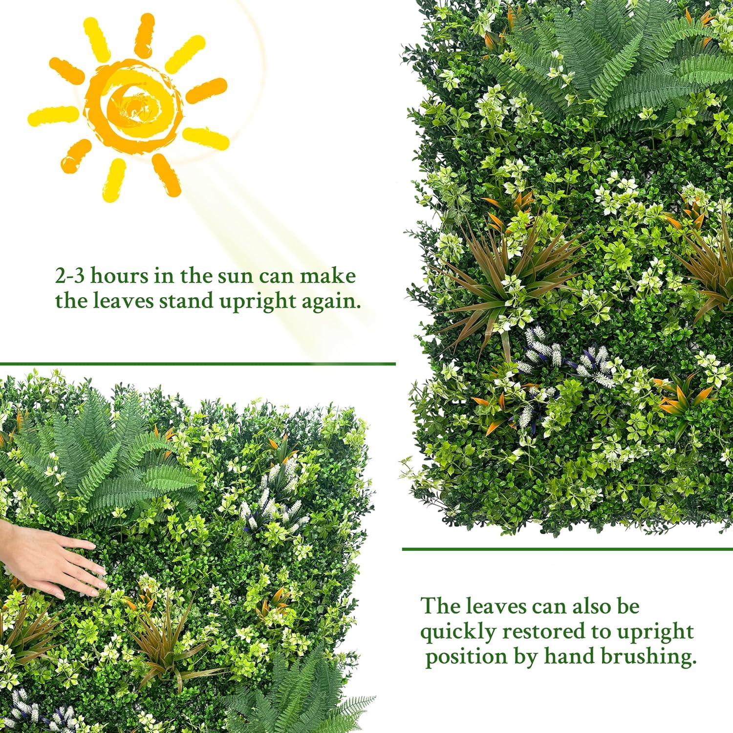 20″x20″ Boxwood Hedge Panels – UV-Resistant Faux Ivy Privacy Screen Decor