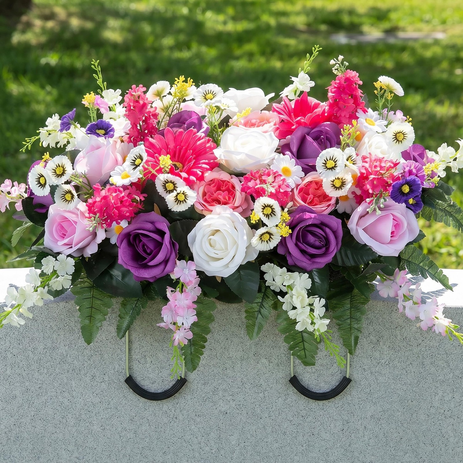 Saddle Cemetery Flowers for Grave: Memorial Flowers for Outdoor Grave Decorat…