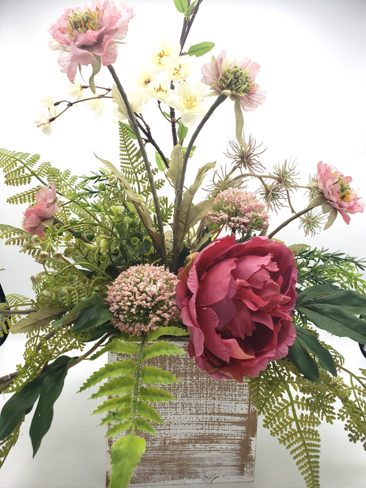 Silk flower arrangement, hot pink peony floral arrangement, spring floral garden
