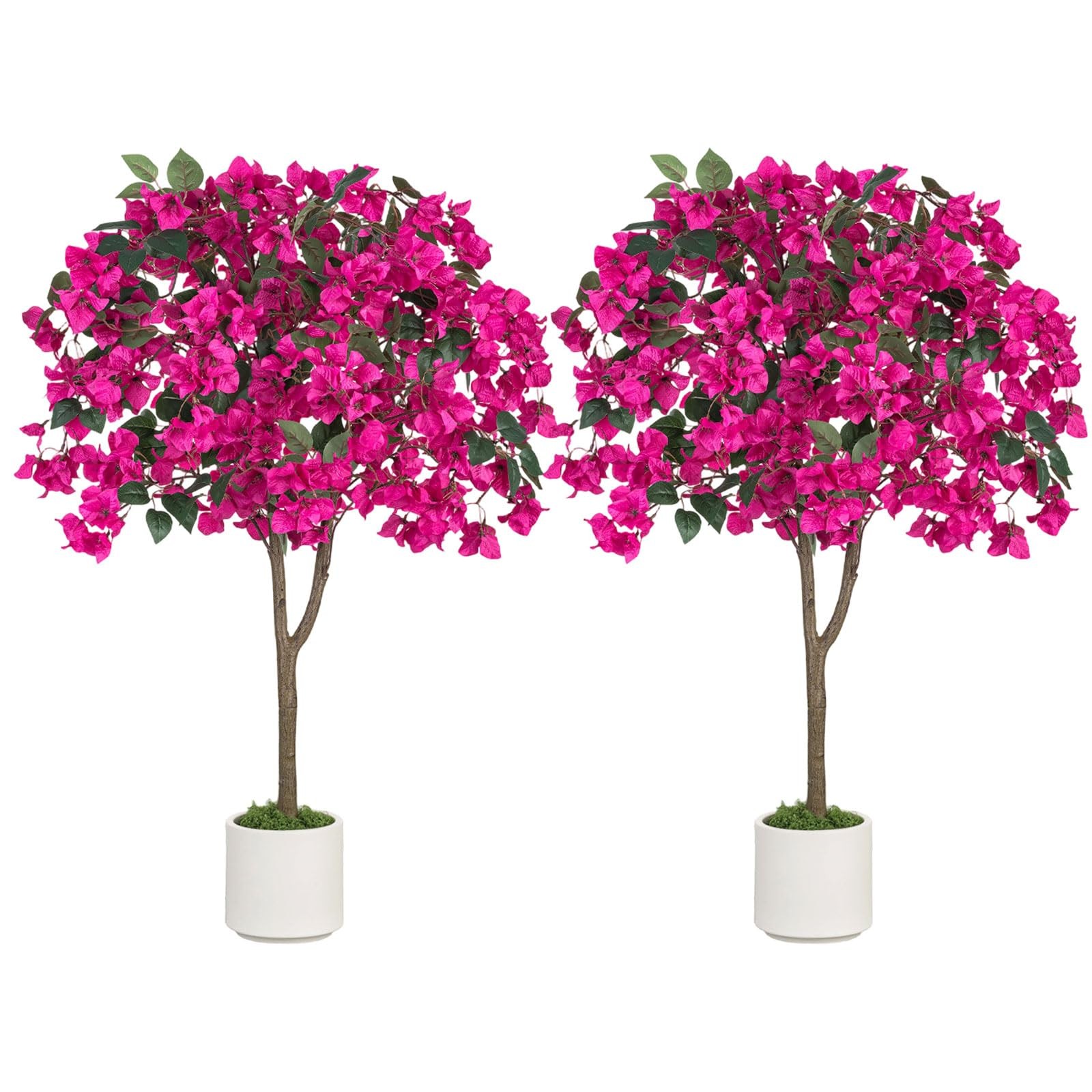 Bougainvillea Artificial Tree for Porch: 2-Pack 3.9ft Hot Pink Fake Flower Tr…