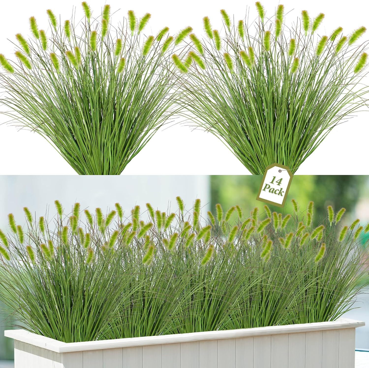 14PC Artificial Dog Tail Grass Plant UV Resistant Outdoor Ornamental Wheat Grass