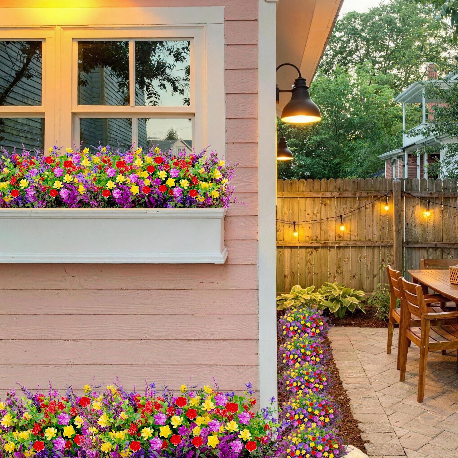 Best 24 Bundles UV Resistant Artificial Outdoor Flowers, Fake Flowers Bulk for