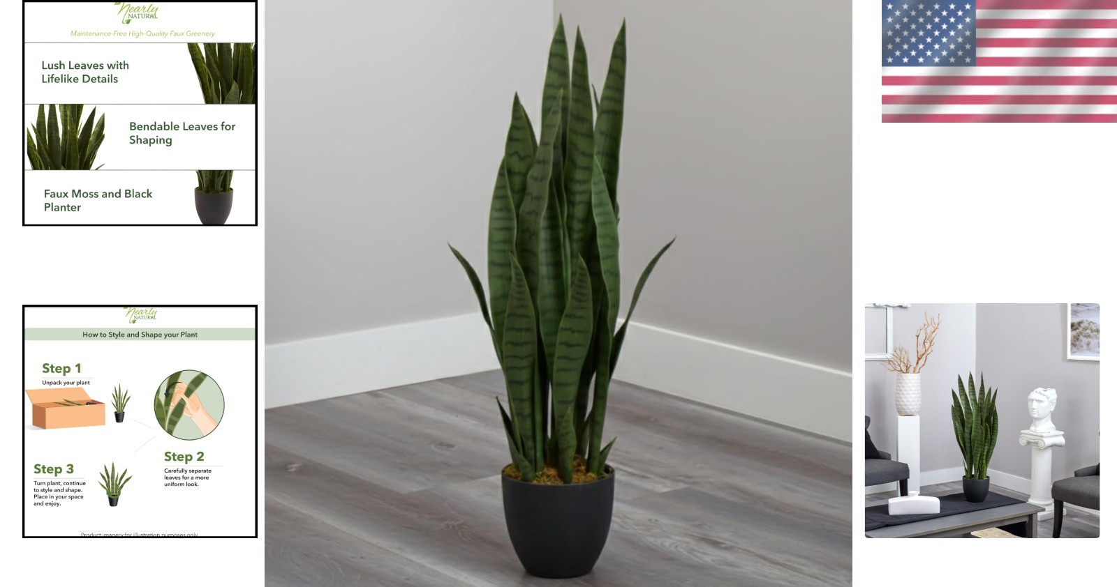 Versatile 35 Inch Sansevieria Plant for Home or Office – Black Planter Included