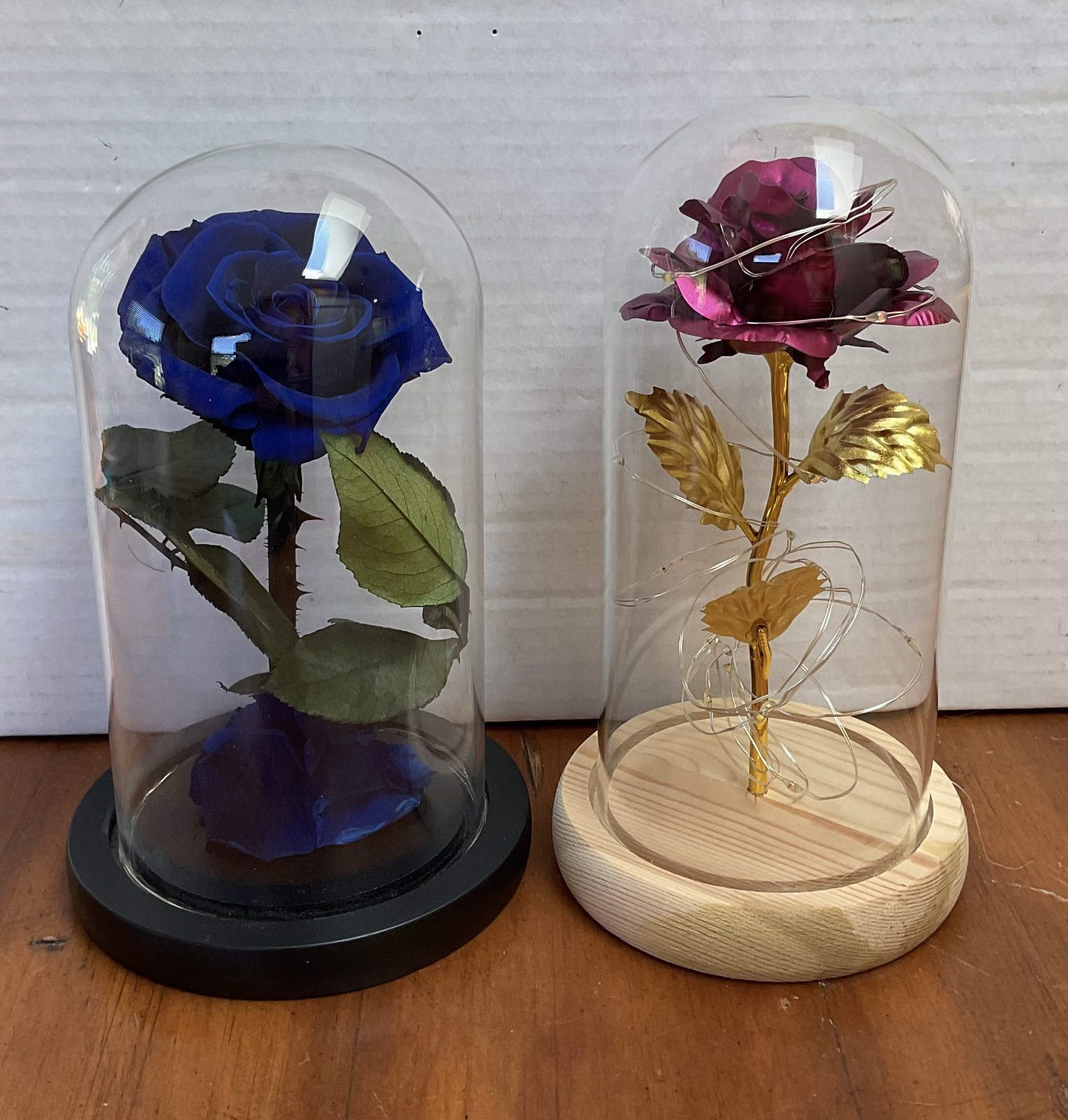 Beauty and Beast Rose Dome & Real Blue Rose Glass Domes