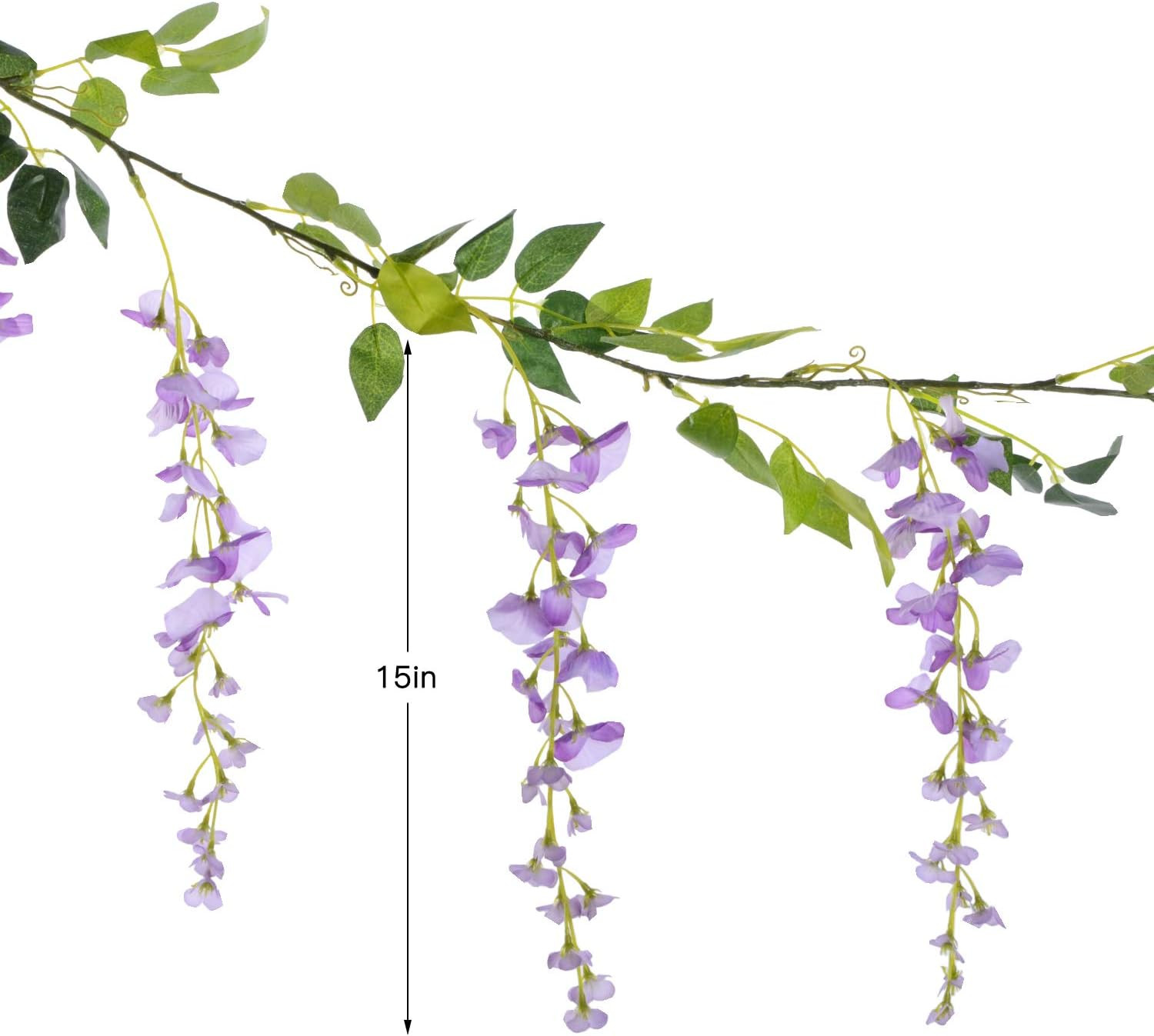 Wisteria Artificial Flowers Garland, 4 Pcs Total 28.8Ft Artificial Wisteria Vine