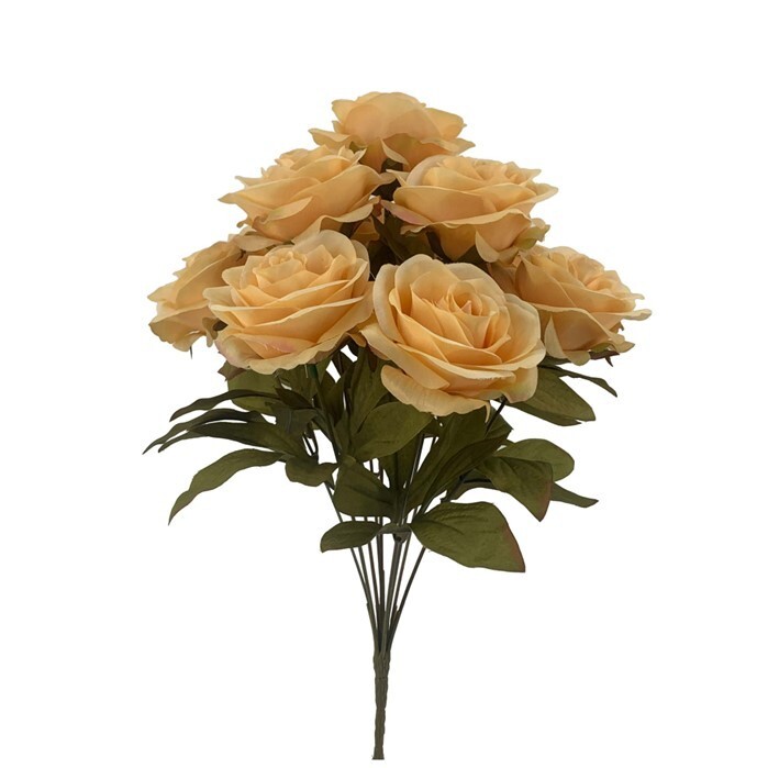 Mainstays 16.5in, Rose Bush, Champagne Color, Artificial Floral Bush- case/12